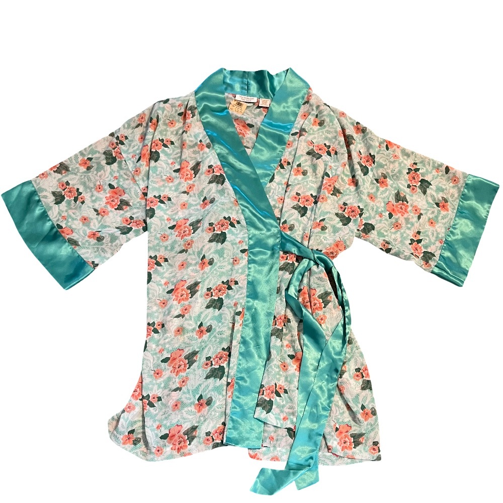 NWT Vintage Victoria's Secret Gold Label Floral Kimono Robe One Size Deadstock